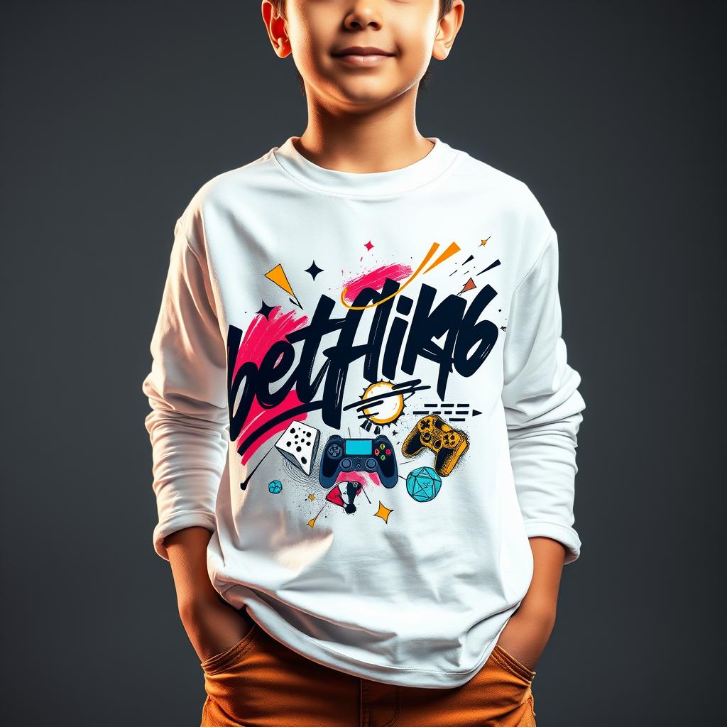 Kids Premium Long Sleeve T-Shirt with 'betflik96' Gaming Design